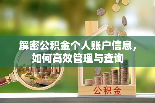 绥阳解密公积金个人账户信息，如何高效管理与查询