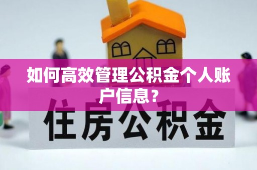 绥阳如何高效管理公积金个人账户信息？
